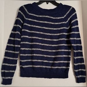 blue and white striped sweater